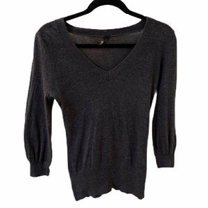 TopShop Balloon Sleeve V-Neck Gray Sweater